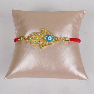 new! red string bracelet hamsa hand evil eye charm CZ adjustable protection gift
